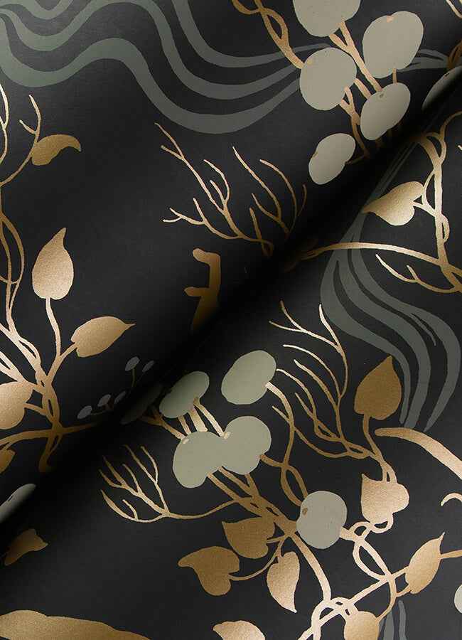 Linden Black Jungle Canopy Wallpaper - York Wallcoverings - 4147-80009 - York Wallcoverings Wallpaper