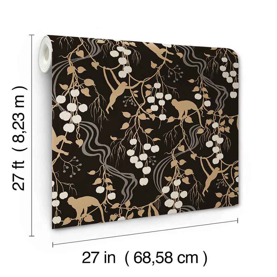 Linden Black Jungle Canopy Wallpaper - York Wallcoverings - 4147-80009