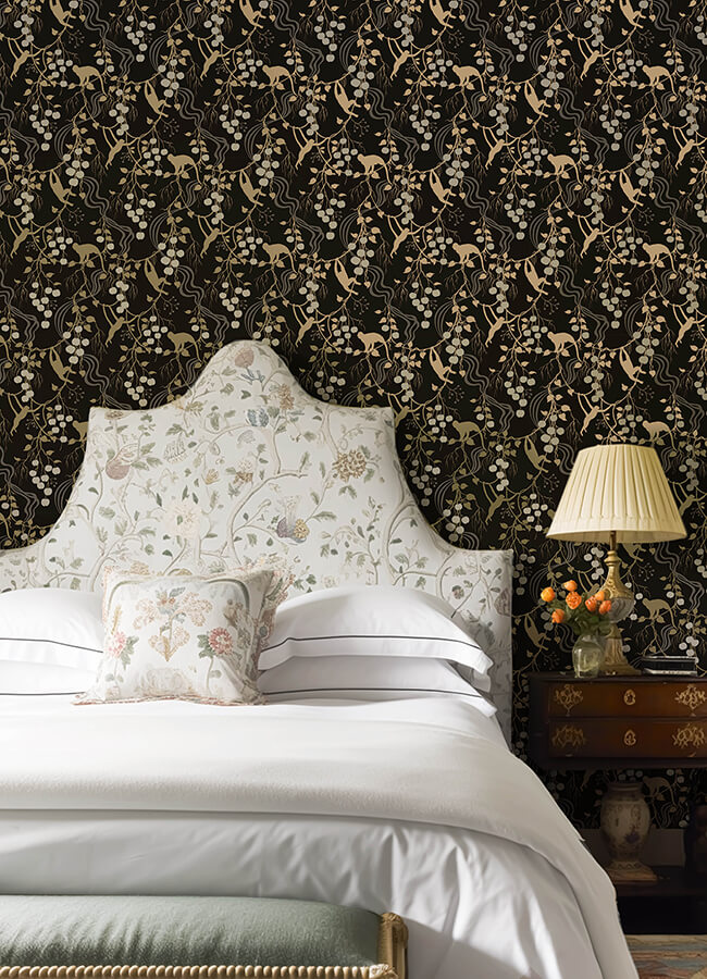 linden-black-jungle-canopy-wallpaper-york-wallcoverings-4147-80009 - York Wallcoverings Wallpaper