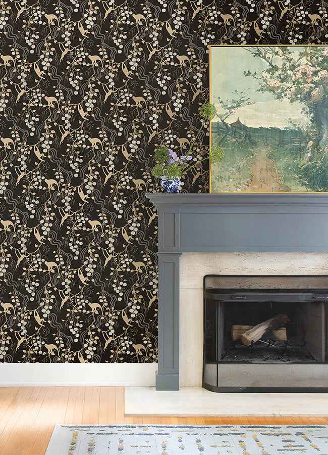 Linden Black Jungle Canopy Wallpaper - York Wallcoverings - 4147-80009 - York Wallcoverings Wallpaper