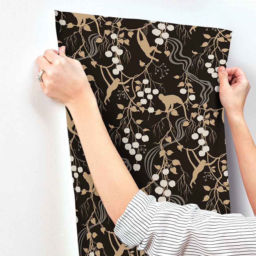 Linden Black Jungle Canopy Wallpaper - York Wallcoverings - 4147-80009 - York Wallcoverings Wallpaper