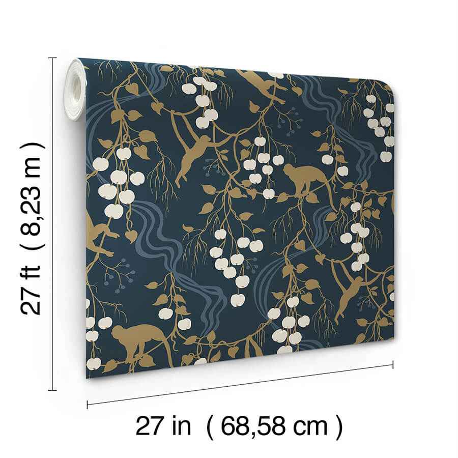 Linden Navy Jungle Canopy Wallpaper - York Wallcoverings - 4147-80010
