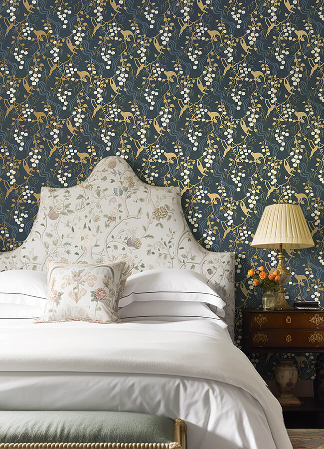 linden-navy-jungle-canopy-wallpaper-york-wallcoverings-4147-80010 - York Wallcoverings Papel pintado