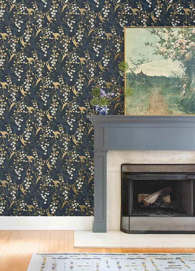 Linden Navy Jungle Canopy Wallpaper - York Wallcoverings - 4147-80010 - York Wallcoverings Wallpaper