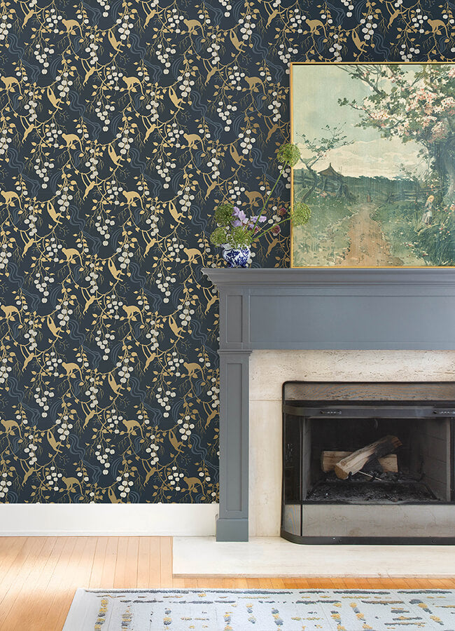 linden-navy-jungle-canopy-wallpaper-york-wallcoverings-4147-80010 - York Wallcoverings Papel pintado