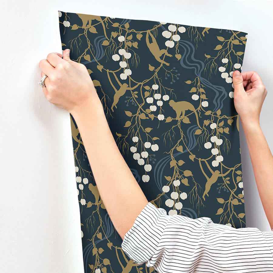 Linden Navy Jungle Canopy Wallpaper - York Wallcoverings - 4147-80010 - York Wallcoverings Wallpaper