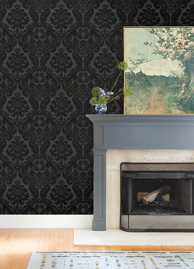 shadow-black-flocked-damask-wallpaper-york-wallcoverings-4147-87391