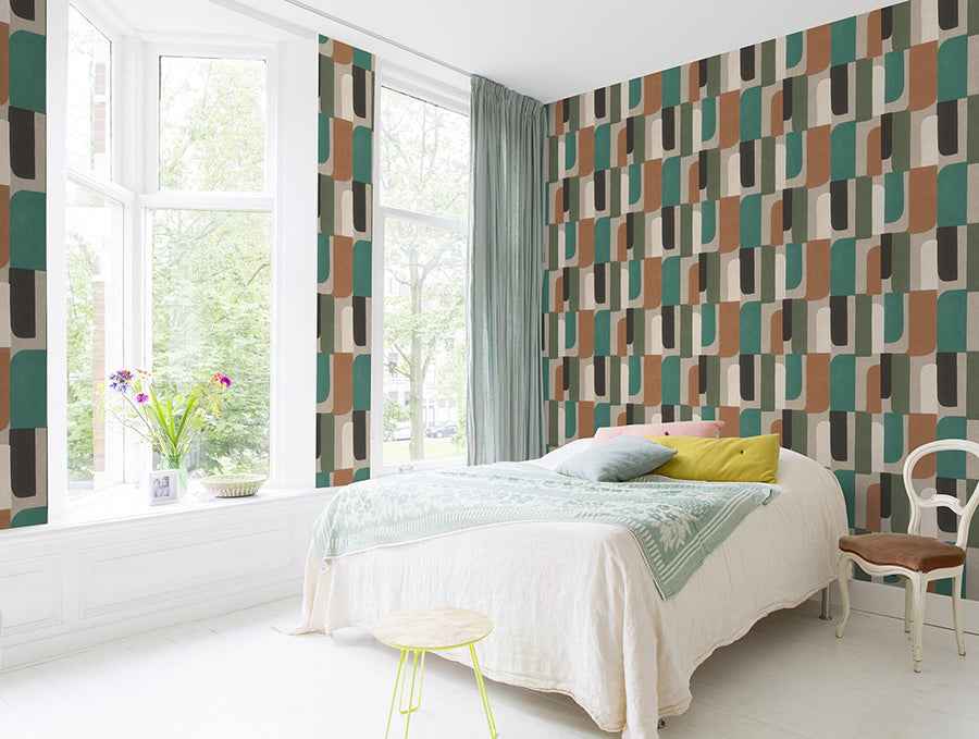 Derain Green Geometric Wallpaper - York Wallcoverings - RH330526 - York Wallcoverings Wallpaper
