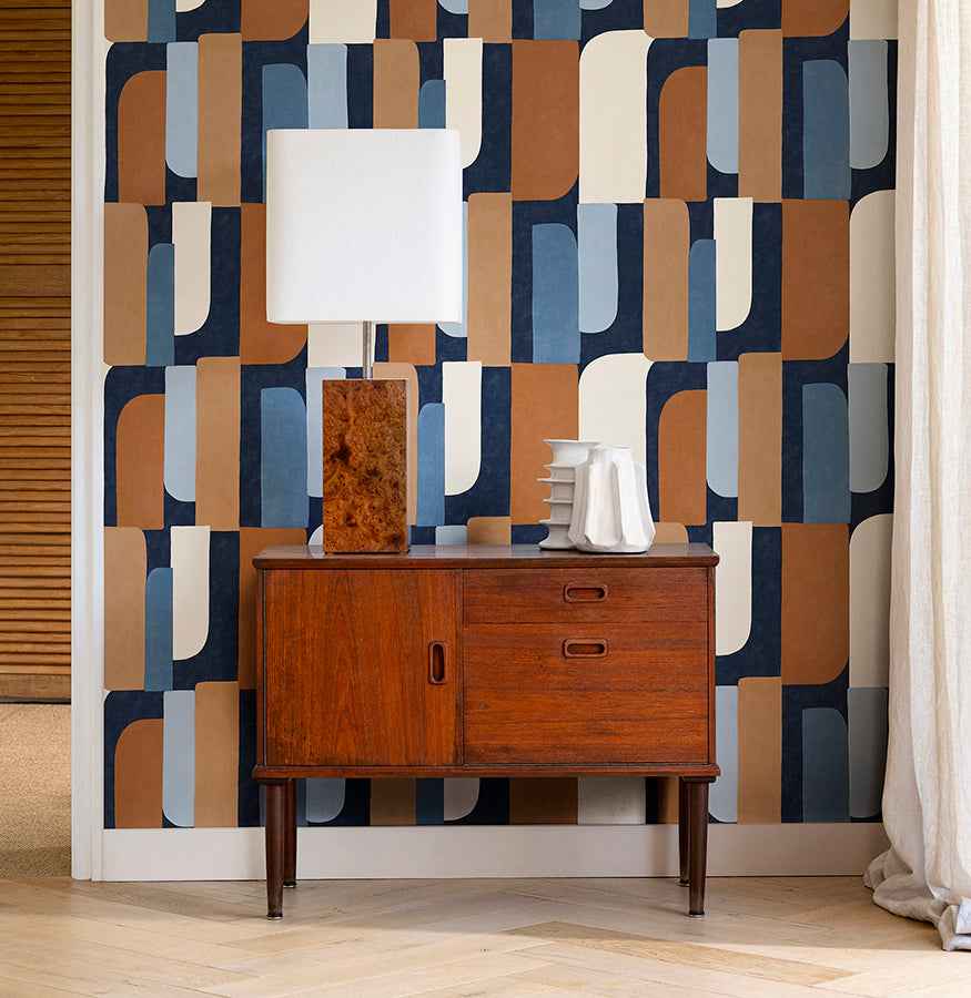 Derain Blue Geometric Wallpaper - York Wallcoverings - RH330519 - York Wallcoverings Wallpaper