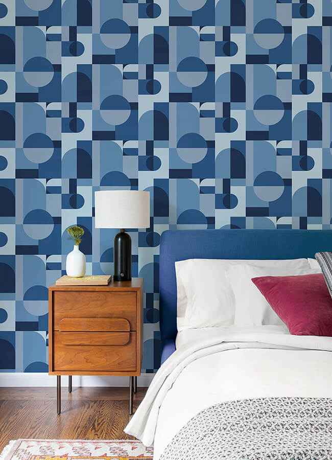 Boxanne Blue Peel & Stick Wallpaper - York Wallcoverings - VGS6438 - York Wallcoverings Wallpaper
