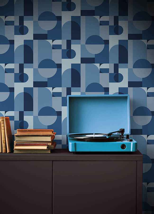 Boxanne Blue Peel & Stick Wallpaper - York Wallcoverings - VGS6438 - York Wallcoverings Wallpaper