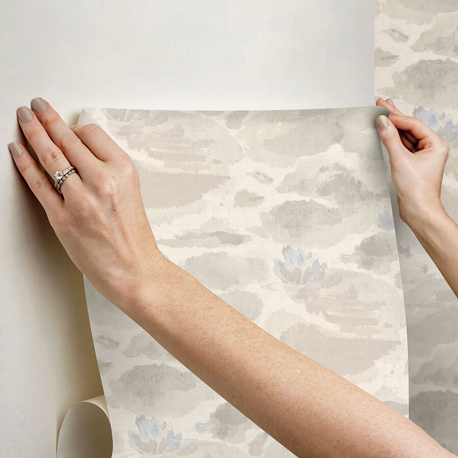 water-lily-cream-peel-and-stick-wallpaper-york-wallcoverings-nus6421 - York Wallcoverings Wallpaper