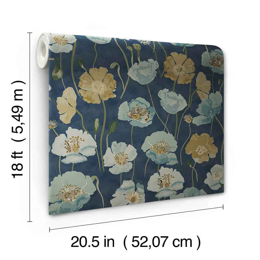 Adelia Indigo Peel & Stick Wallpaper - York Wallcoverings - NUS6429 - York Wallcoverings Wallpaper