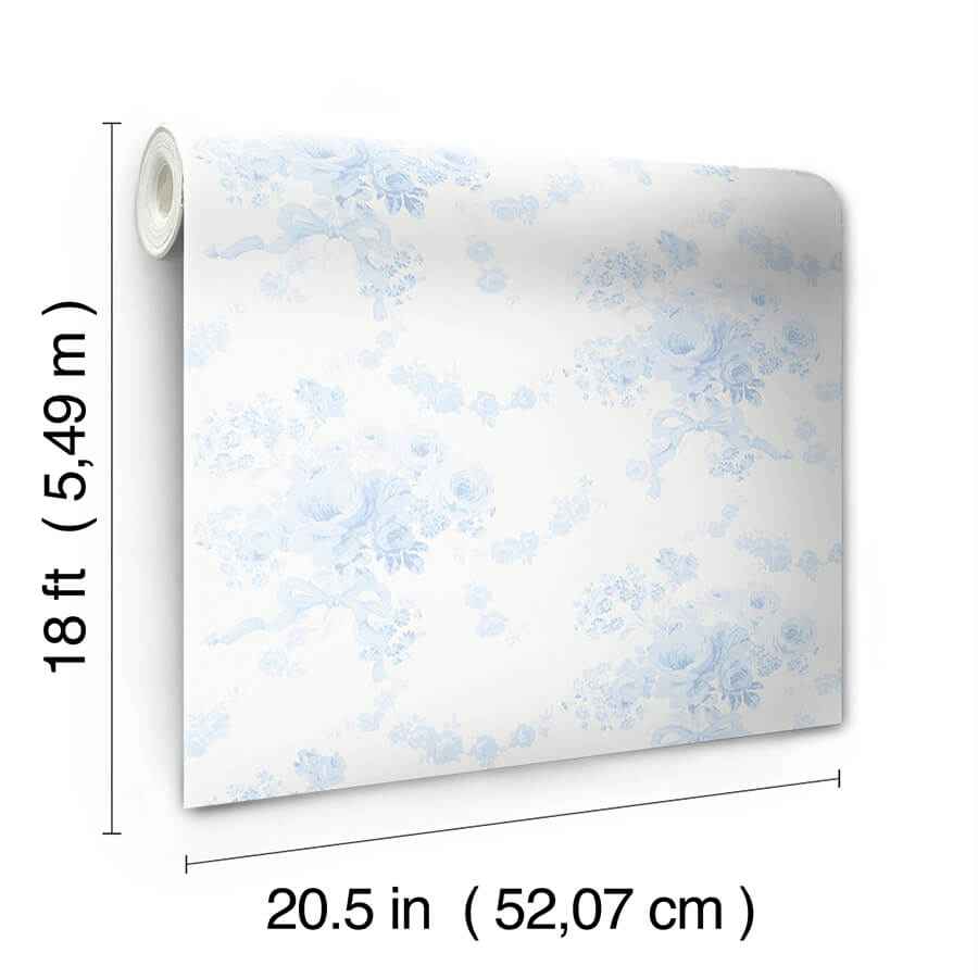 Champagne Harbor Powdered Blue Peel and Stick Wallpaper - York Wallcoverings - LFS6434 - York Wallcoverings Wallpaper