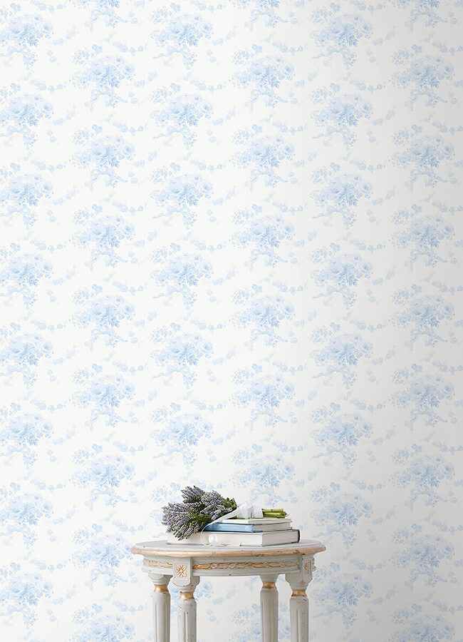 Champagne Harbor Powdered Blue Peel and Stick Wallpaper - York Wallcoverings - LFS6434 - York Wallcoverings Wallpaper