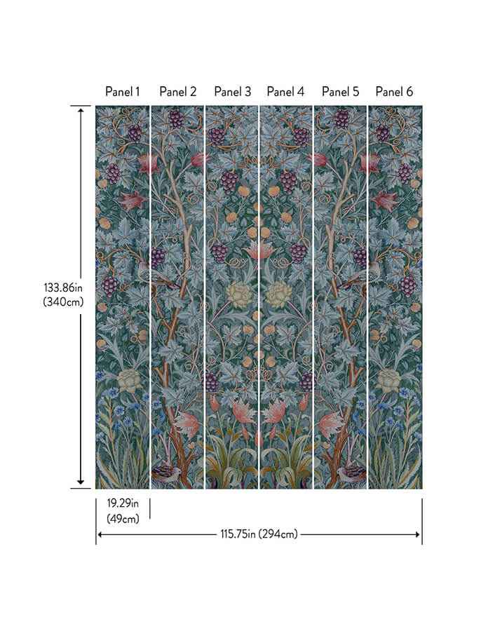 Vine Embroidery Teal Wall Mural - York Wallcoverings - 4171-HT84002 - York Wallcoverings Wallpaper