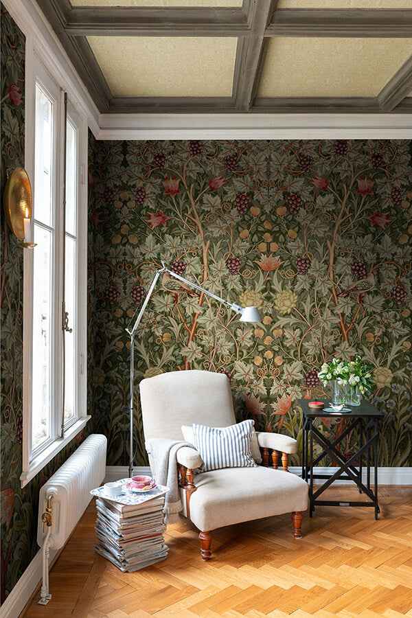 Vine Embroidery Dark Green Wall Mural - York Wallcoverings - 4171-HT84003 - York Wallcoverings Wallpaper