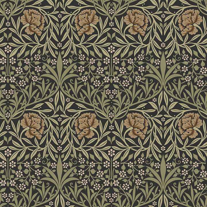 Oxford Union Black Floral Vines Wallpaper - York Wallcoverings - 4171-82048