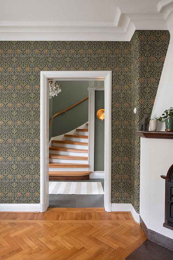 Oxford Union Black Floral Vines Wallpaper - York Wallcoverings - 4171-82048 - York Wallcoverings Wallpaper