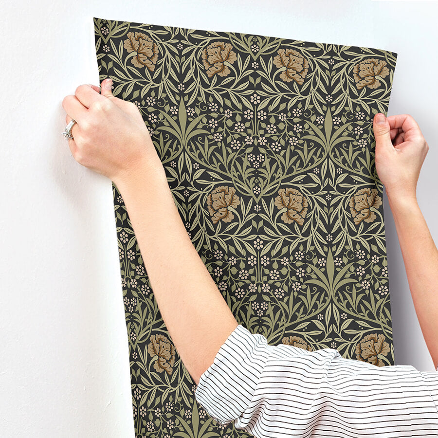 oxford-union-black-floral-vines-wallpaper-york-wallcoverings-4171-82048 - York Wallcoverings Wallpaper