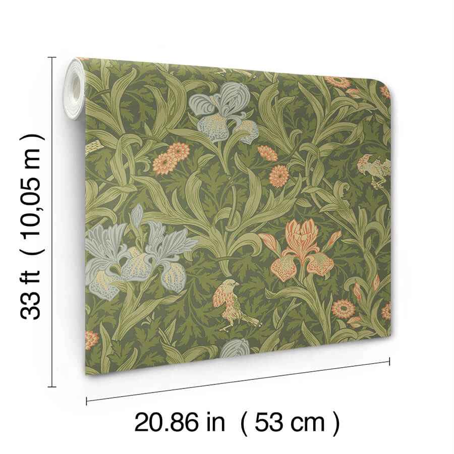 Iris Green Wild Gardens Wallpaper - York Wallcoverings - 4171-82050 - York Wallcoverings Wallpaper