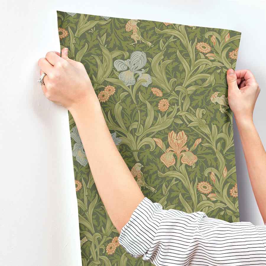 Iris Green Wild Gardens Wallpaper - York Wallcoverings - 4171-82050 - York Wallcoverings Wallpaper