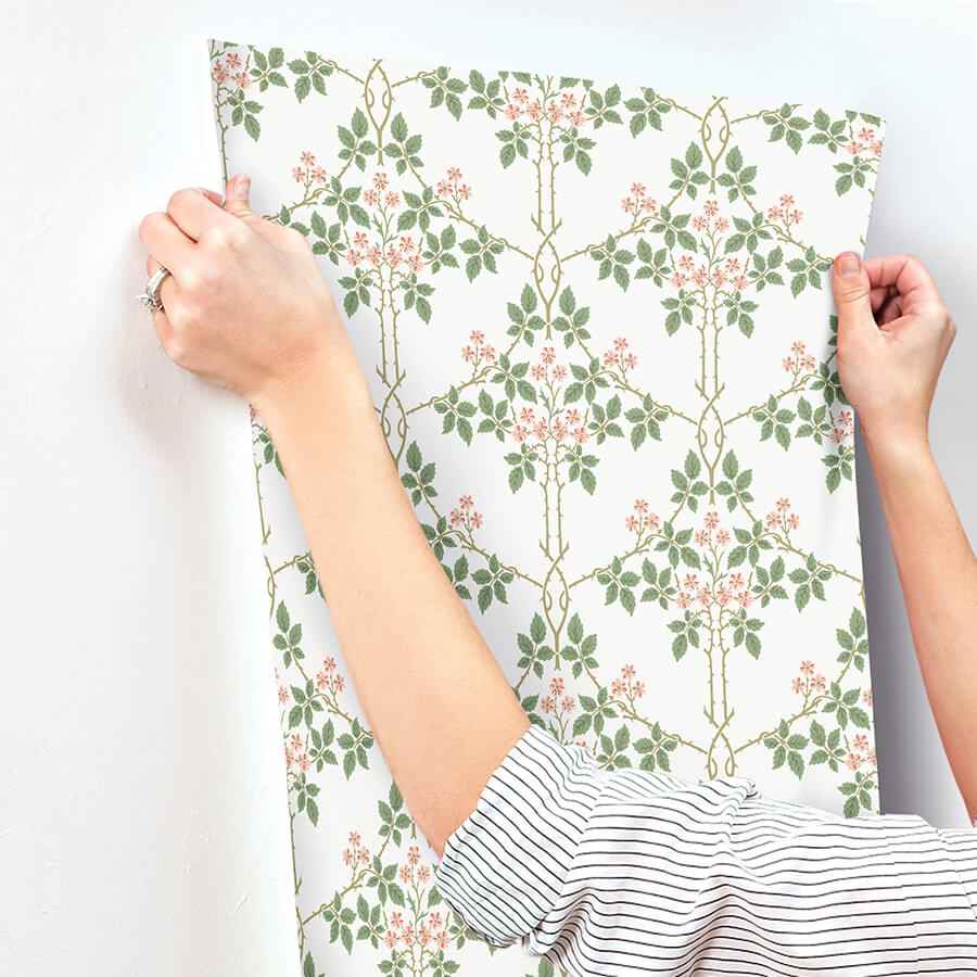 Blackberry Pink Vine Trellis Wallpaper - York Wallcoverings - 4171-82054 - York Wallcoverings Wallpaper