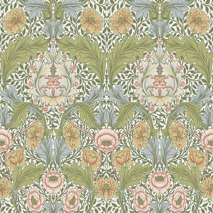 Myrtle Green Floral Ogee Wallpaper - York Wallcoverings - 4171-82058 - York Wallcoverings Wallpaper
