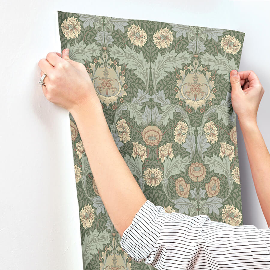 myrtle-sea-green-floral-ogee-wallpaper-york-wallcoverings-4171-82059 - York Wallcoverings Wallpaper