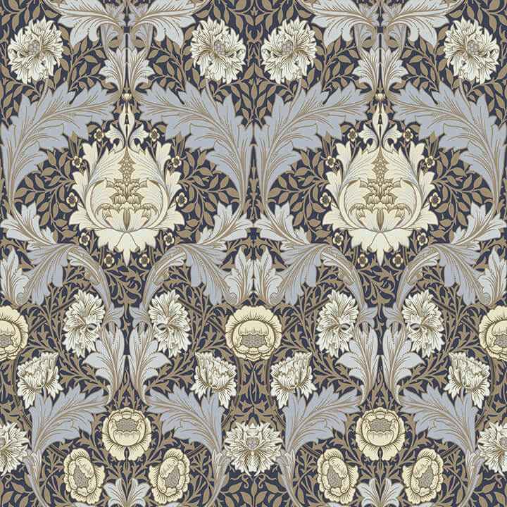 Myrtle Blue Floral Ogee Wallpaper - York Wallcoverings - 4171-82061 - York Wallcoverings Wallpaper