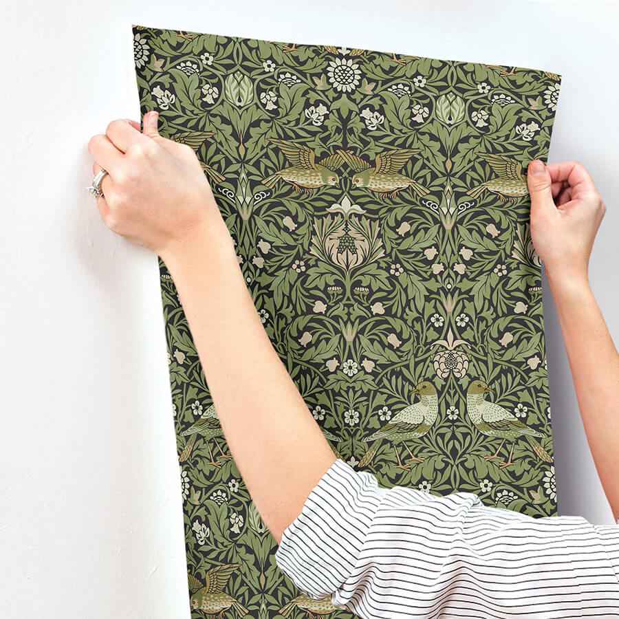 Bird Green Floral Thicket Wallpaper - York Wallcoverings - 4171-82063 - York Wallcoverings Wallpaper