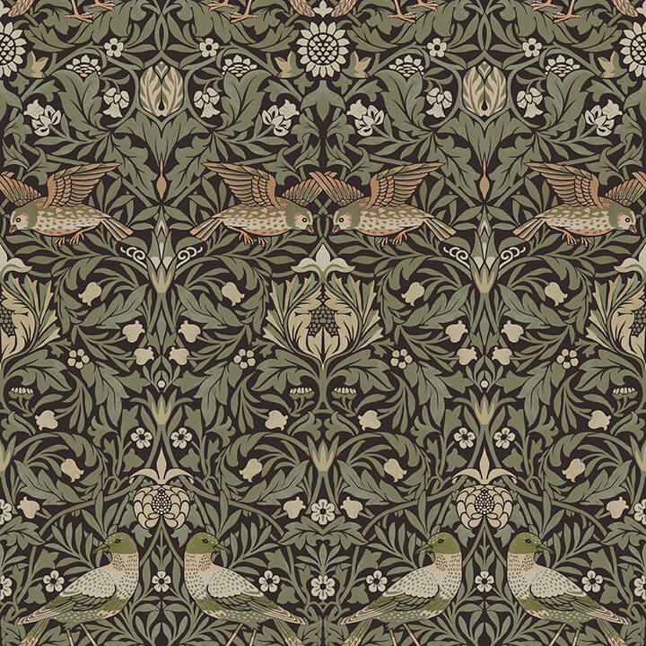 Bird Brown Floral Thicket Wallpaper - York Wallcoverings - 4171-82064 - York Wallcoverings Wallpaper