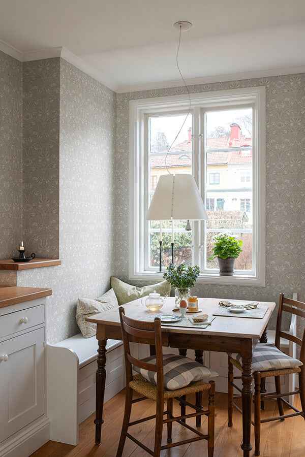 Spring Thicket Dove Tulip Damask Wallpaper - York Wallcoverings - 4171-82065 - York Wallcoverings Wallpaper