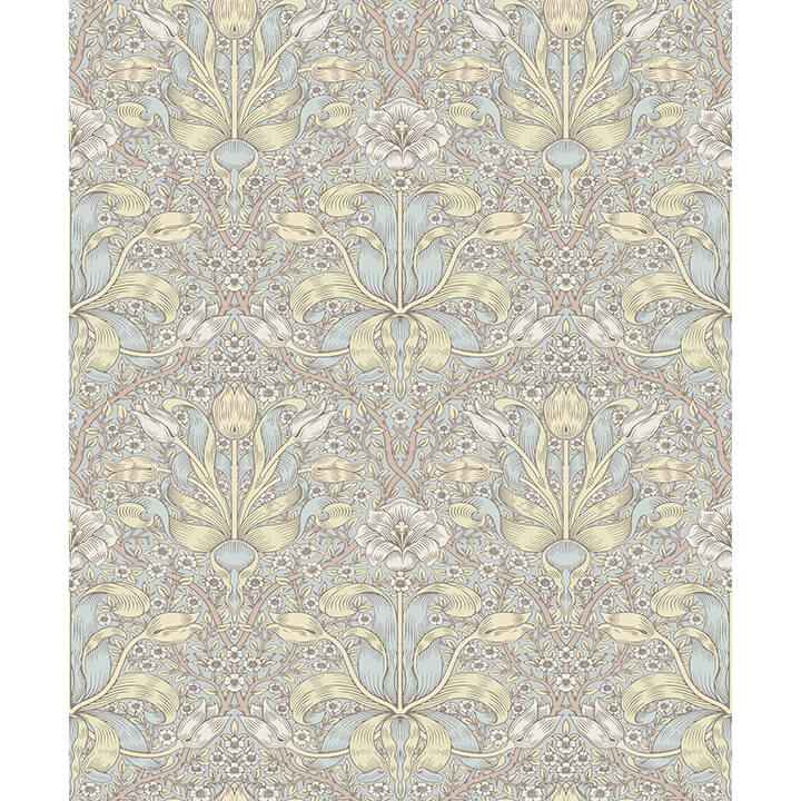 Spring Thicket Light Blue Tulip Damask Wallpaper - York Wallcoverings - 4171-82066