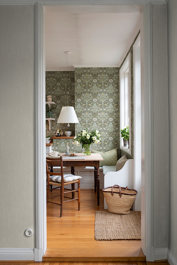 spring-thicket-green-tulip-damask-wallpaper-york-wallcoverings-4171-82067 - York Wallcoverings Wallpaper