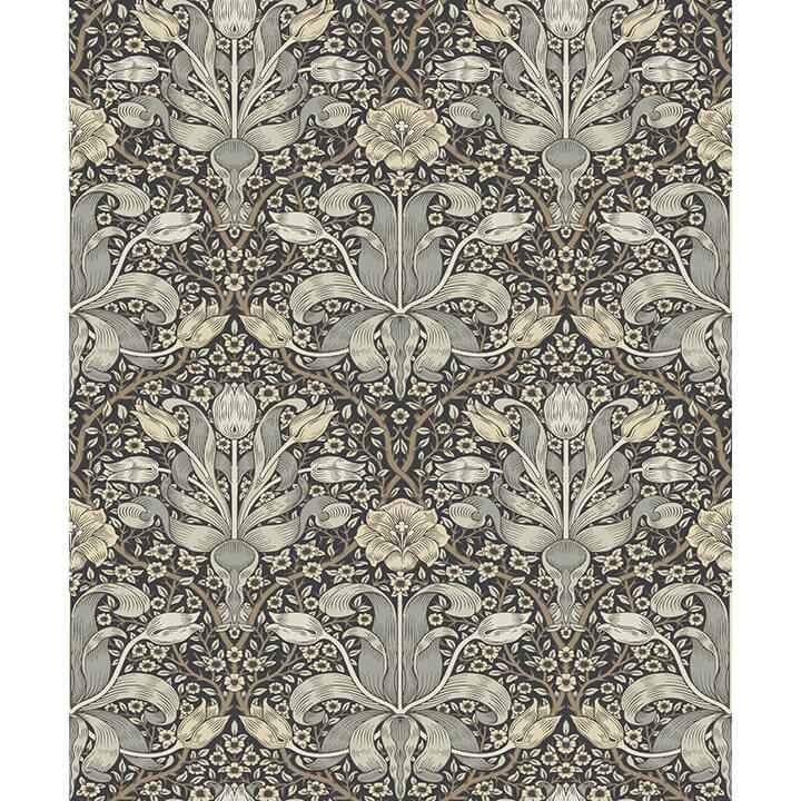 Spring Thicket Blue Tulip Damask Wallpaper - York Wallcoverings - 4171-82068 - York Wallcoverings Wallpaper