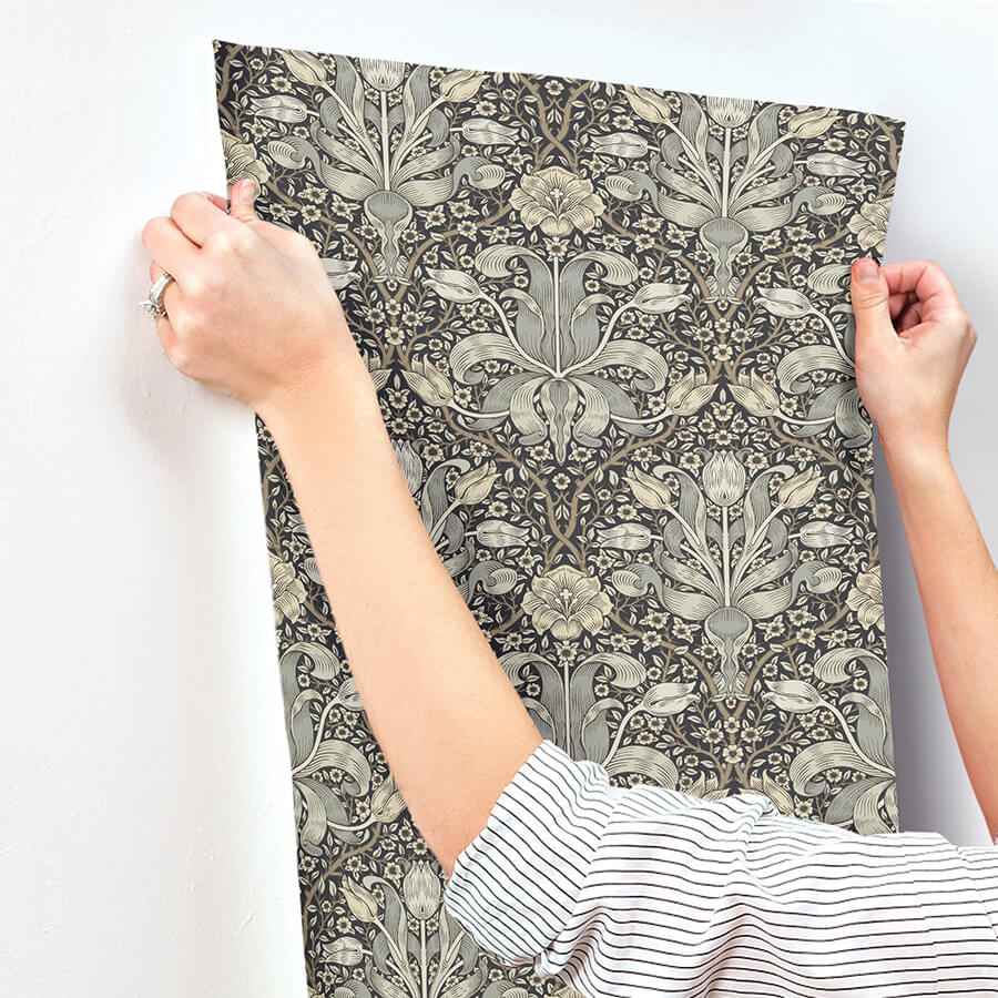 Spring Thicket Blue Tulip Damask Wallpaper - York Wallcoverings - 4171-82068 - York Wallcoverings Wallpaper