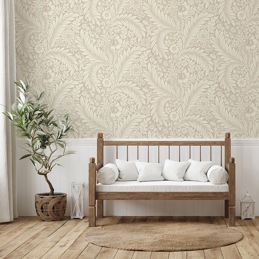 florence-neutral-leaf-wallpaper-york-wallcoverings-bg722 - York Wallpaper Wallpaper