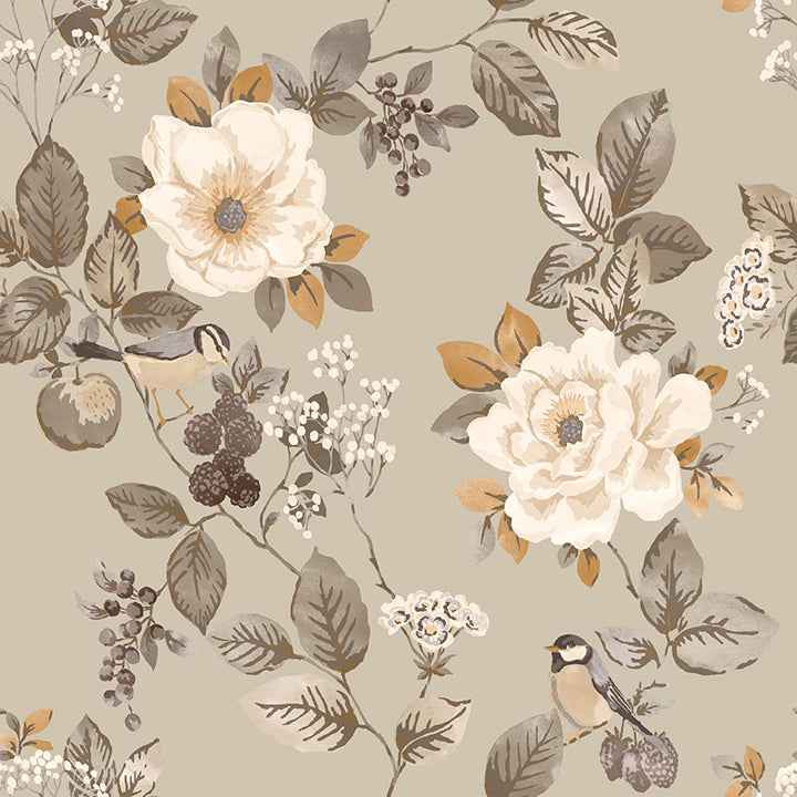 Bramble Beige Floral Wallpaper - York Wallcoverings - BG2301 - York Wallcoverings Wallpaper