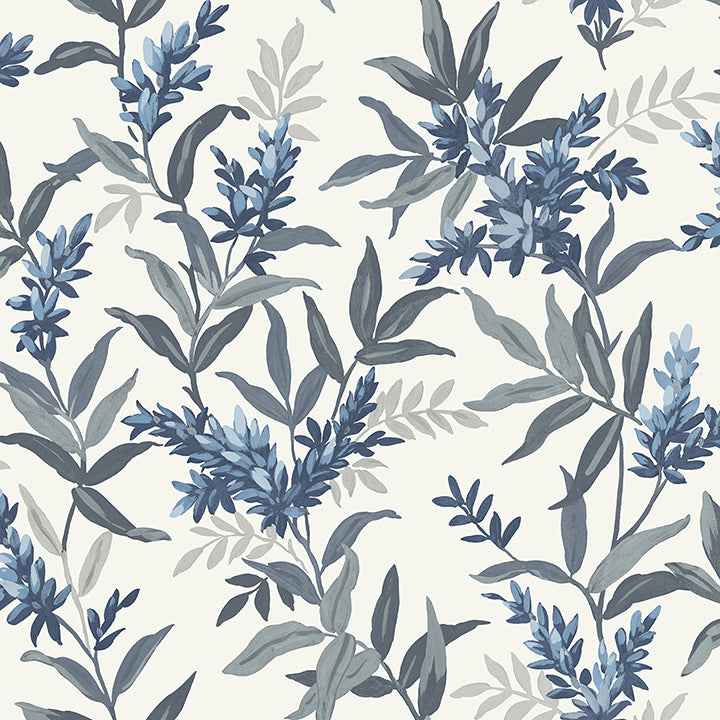 Olivia Blue Floral Wallpaper - York Wallcoverings - BG5905