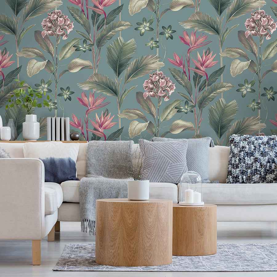 Oliana Teal Floral Wallpaper - York Wallcoverings - BG8486 - York Wallcoverings Papel pintado