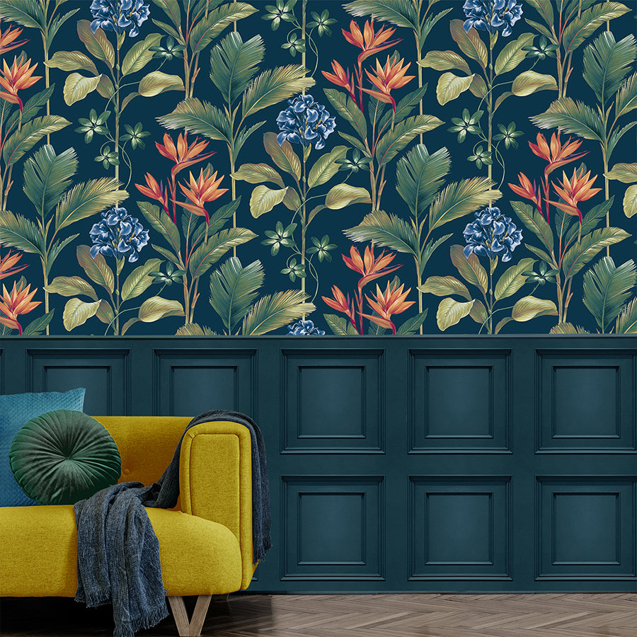 oliana-navy-floral-wallpaper-york-wallcoverings-bg8487 - York Wallpaper Wallpaper