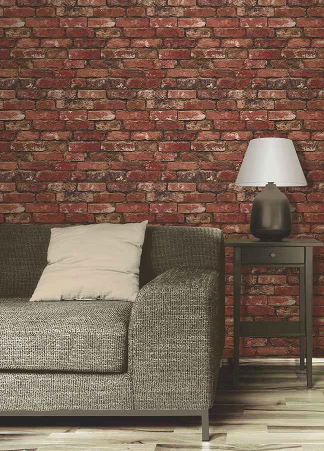 Davis Red Rustic Brick Wallpaper - York Wallcoverings - FD31285 - York Wallcoverings Wallpaper