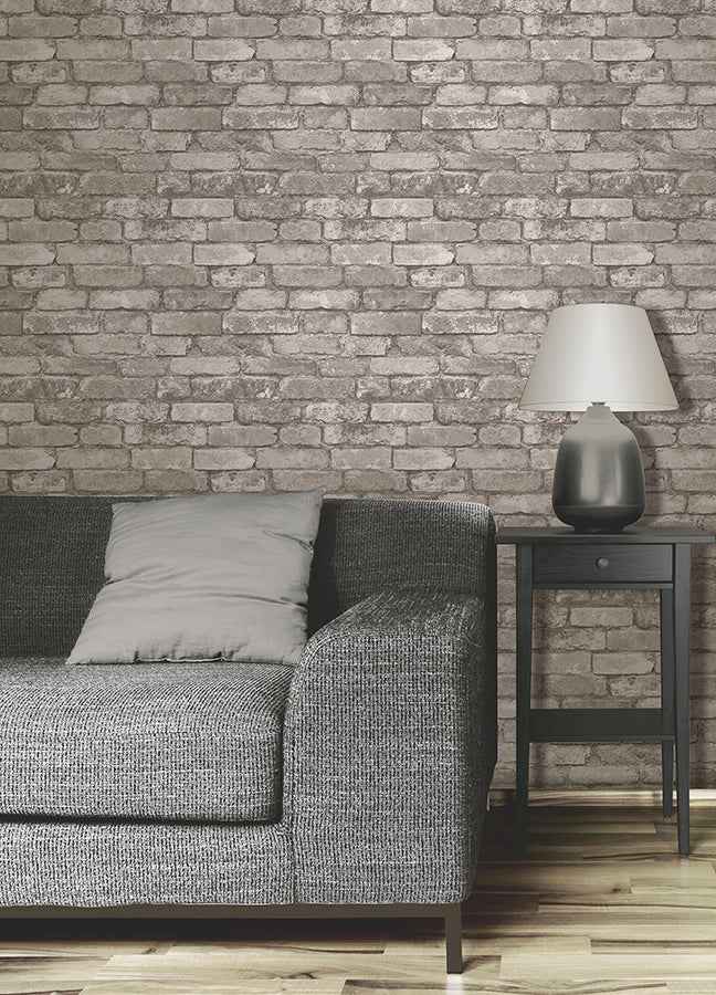 Davis Light Grey Rustic Brick Wallpaper - York Wallcoverings - FD31286 - York Wallcoverings Wallpaper