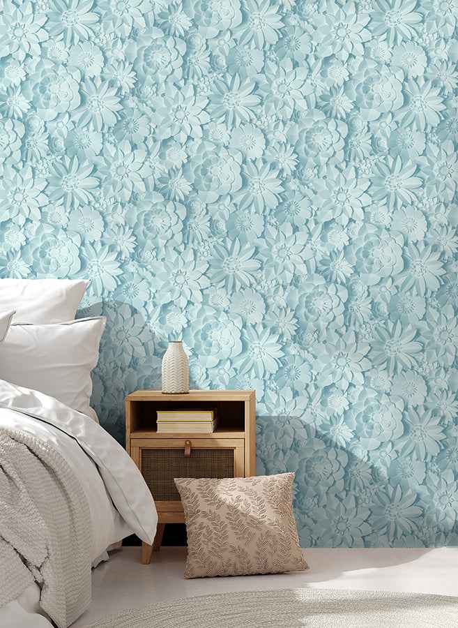 Dacre Light Blue Floral Wallpaper - York Wallcoverings - FD42598 - York Wallcoverings Wallpaper