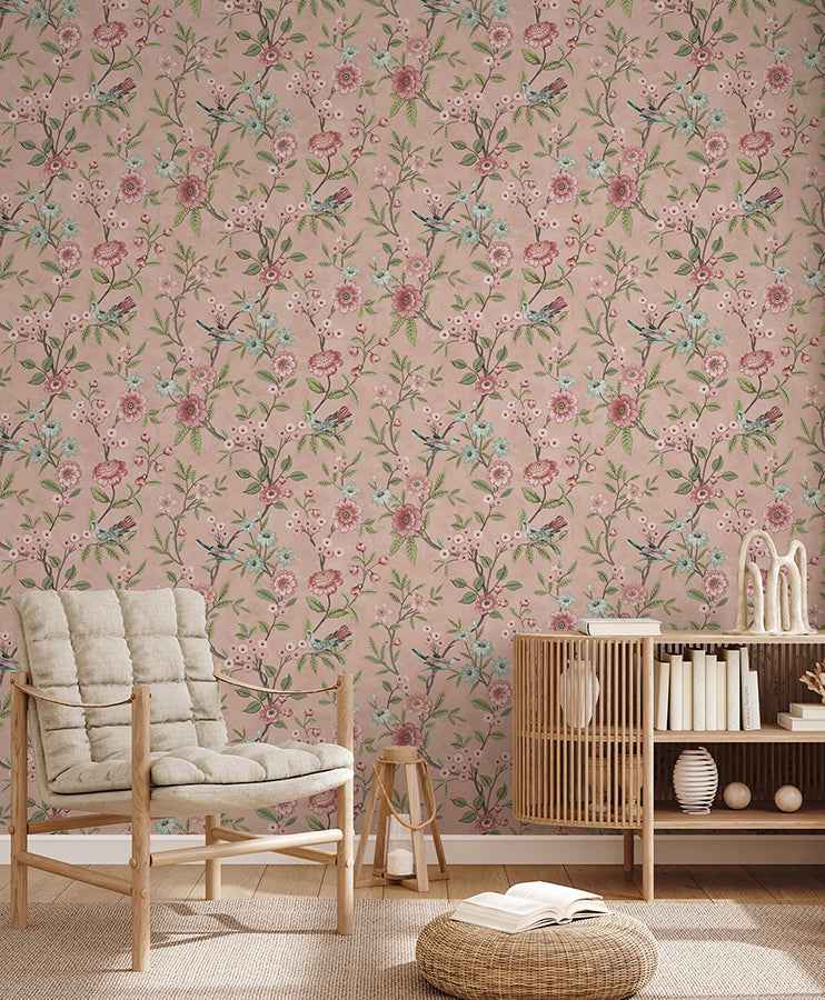 Elspeth Pink Floral Trail Wallpaper - York Wallcoverings - FD43445 - York Wallcoverings Wallpaper