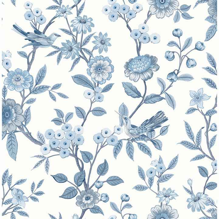 Elspeth Blue Floral Trail Wallpaper - York Wallcoverings - FD43447 - York Wallcoverings Wallpaper