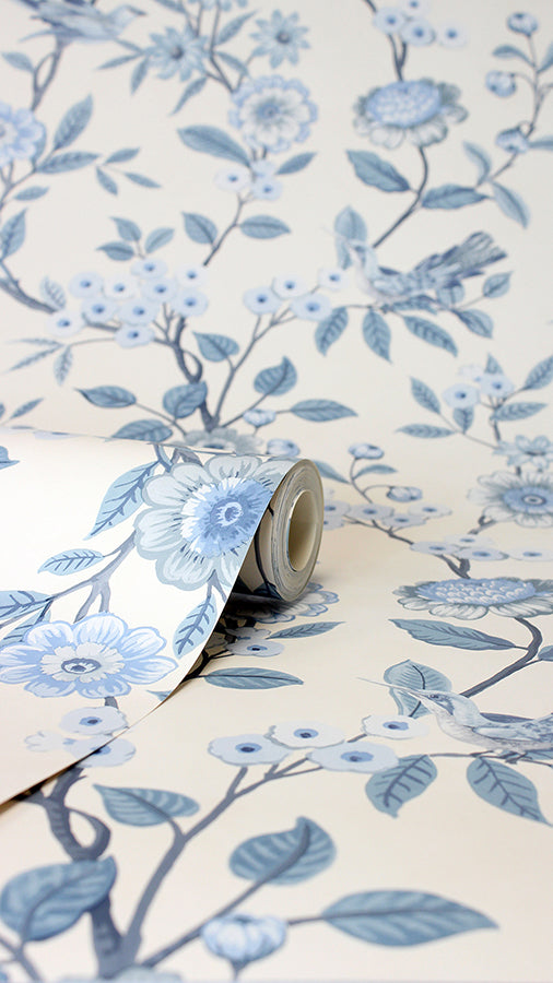 elspeth-blue-floral-trail-wallpaper-york-wallcoverings-fd43447 - York Wallcoverings Wallpaper