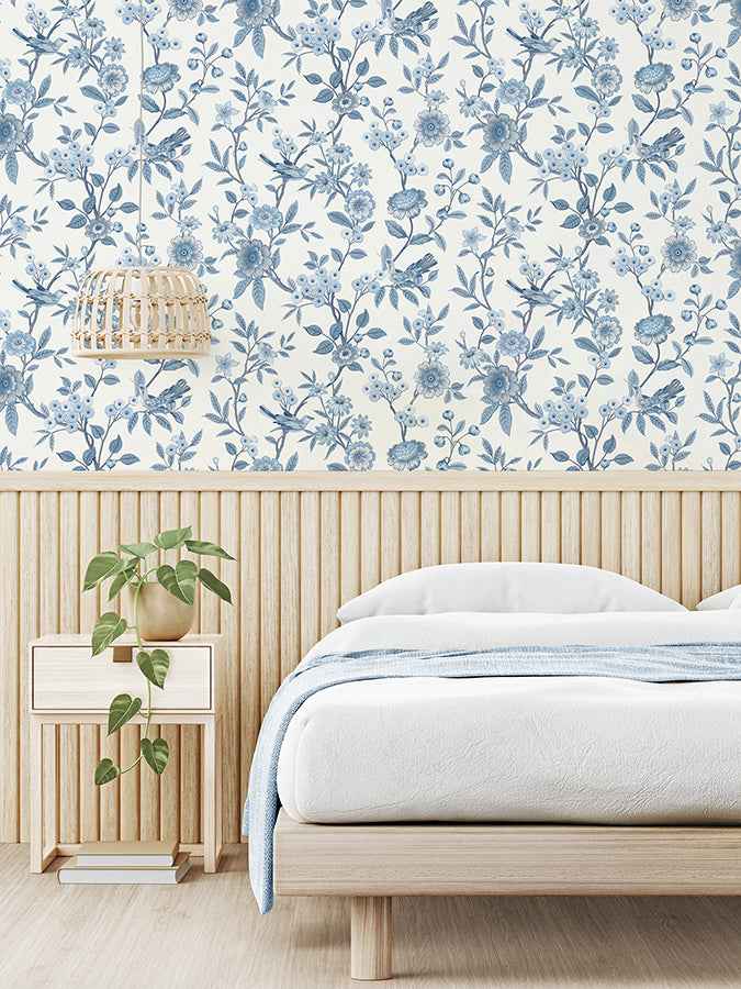 Elspeth Blue Floral Trail Wallpaper - York Wallcoverings - FD43447 - York Wallcoverings Wallpaper