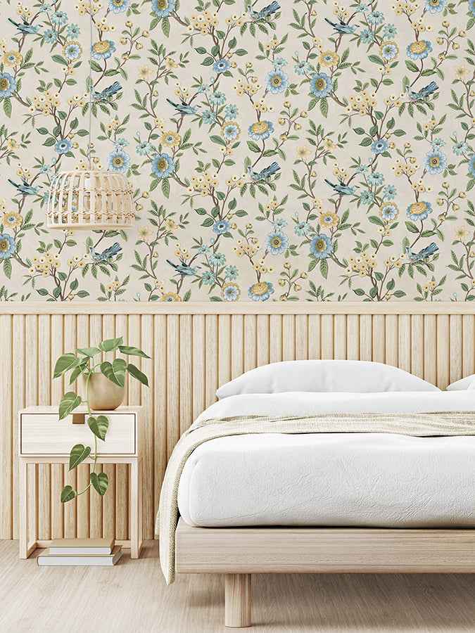 Elspeth Light Yellow Floral Trail Wallpaper - York Wallcoverings - FD43448 - York Wallcoverings Wallpaper